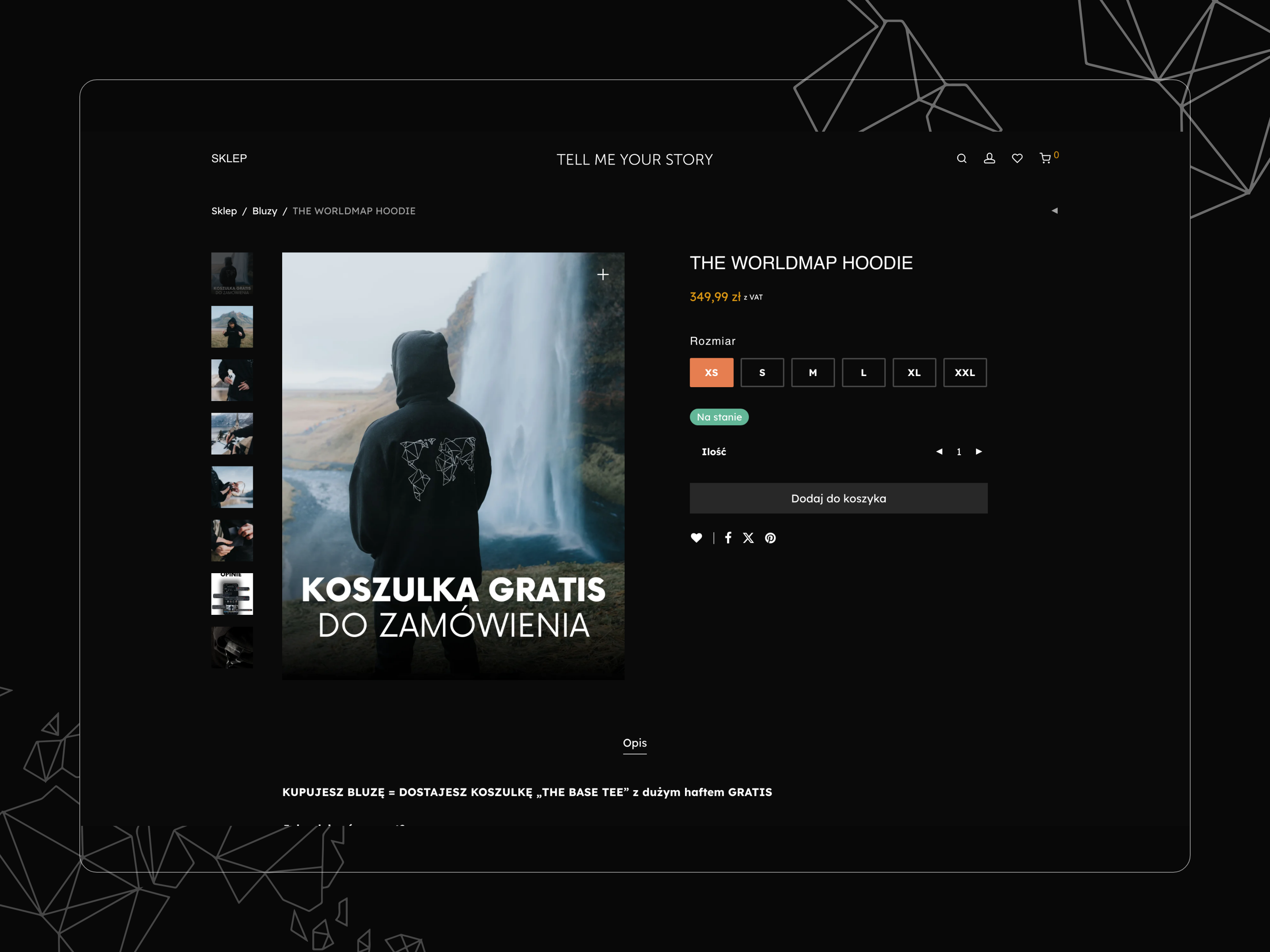 Karta produktu Tell Me Your Story ze zdjęciami, wariantami, ceną i kontrolkami zakupu